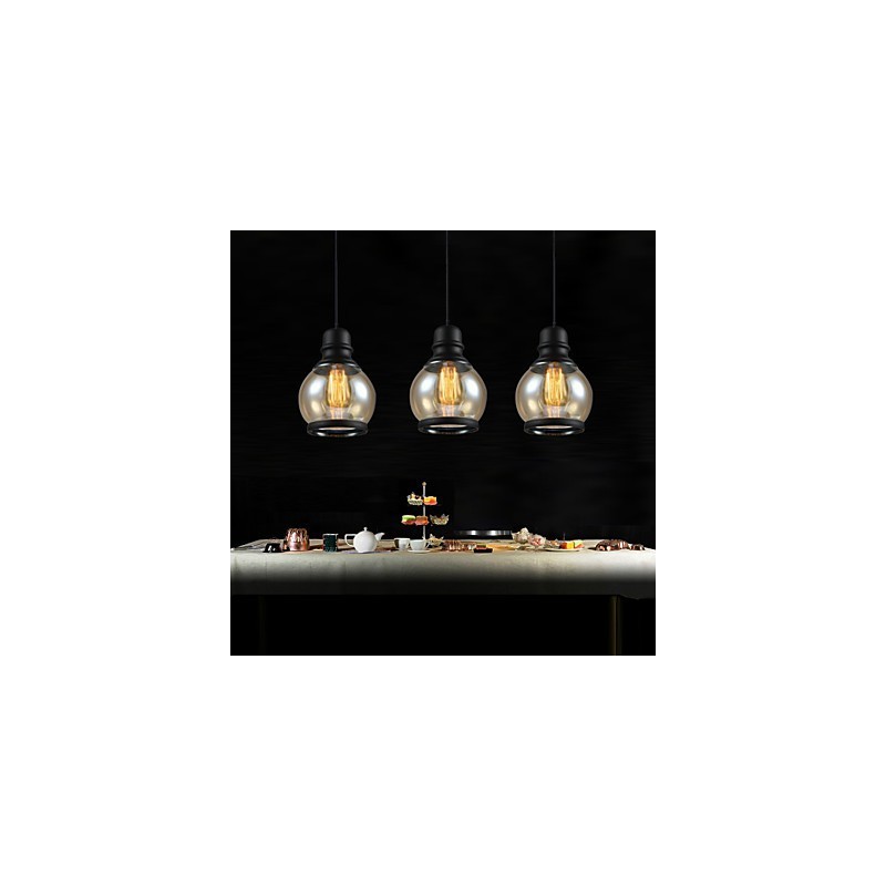 Lampada a sospensione retrò Loft Lights in vetro nero