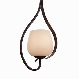 Lampada a sospensione classica in ferro dipinto con paralume in vetro, 1 testa