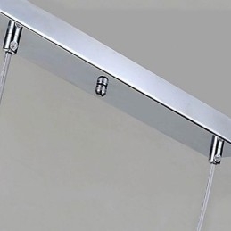 Lampada a sospensione moderna contemporanea in metallo cromato con paralume in vetro bianco