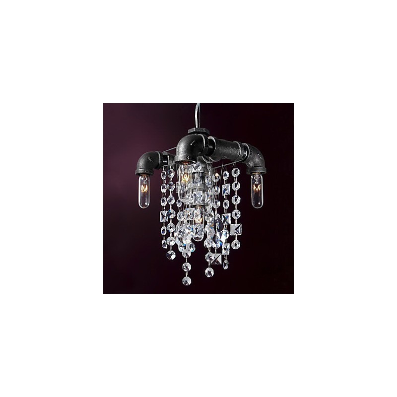 Lampada a sospensione classica a 5 luci design a tubo in vetro nero