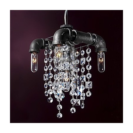 Lampada a sospensione classica a 5 luci design a tubo in vetro nero