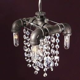 Lampada a sospensione classica a 5 luci design a tubo in vetro nero