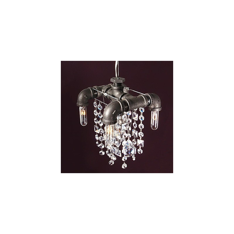 Lampada a sospensione classica a 5 luci design a tubo in vetro nero