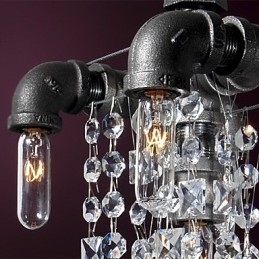 Lampada a sospensione classica a 5 luci design a tubo in vetro nero