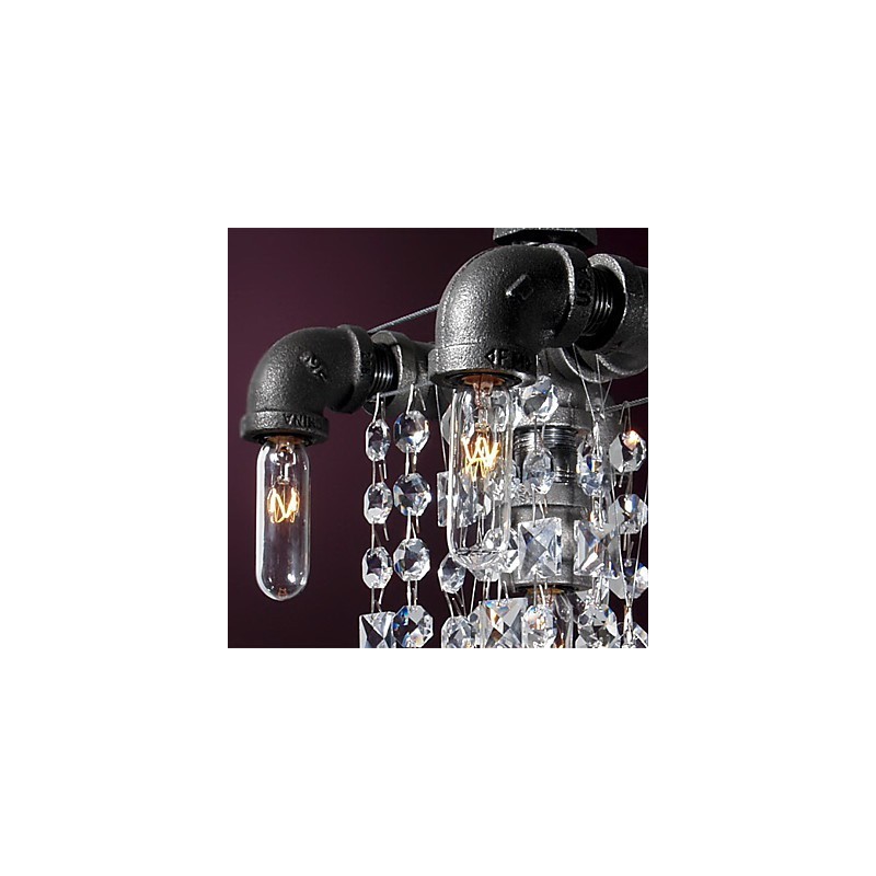 Lampada a sospensione classica a 5 luci design a tubo in vetro nero