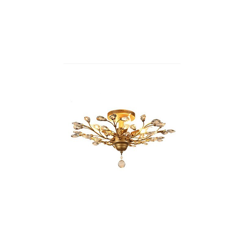 Lampadario mini retrò mediterraneo con ventosa, 3 luci E12/E14, oro e nero