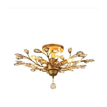 Lampadario mini retrò mediterraneo con ventosa, 3 luci E12/E14, oro e nero
