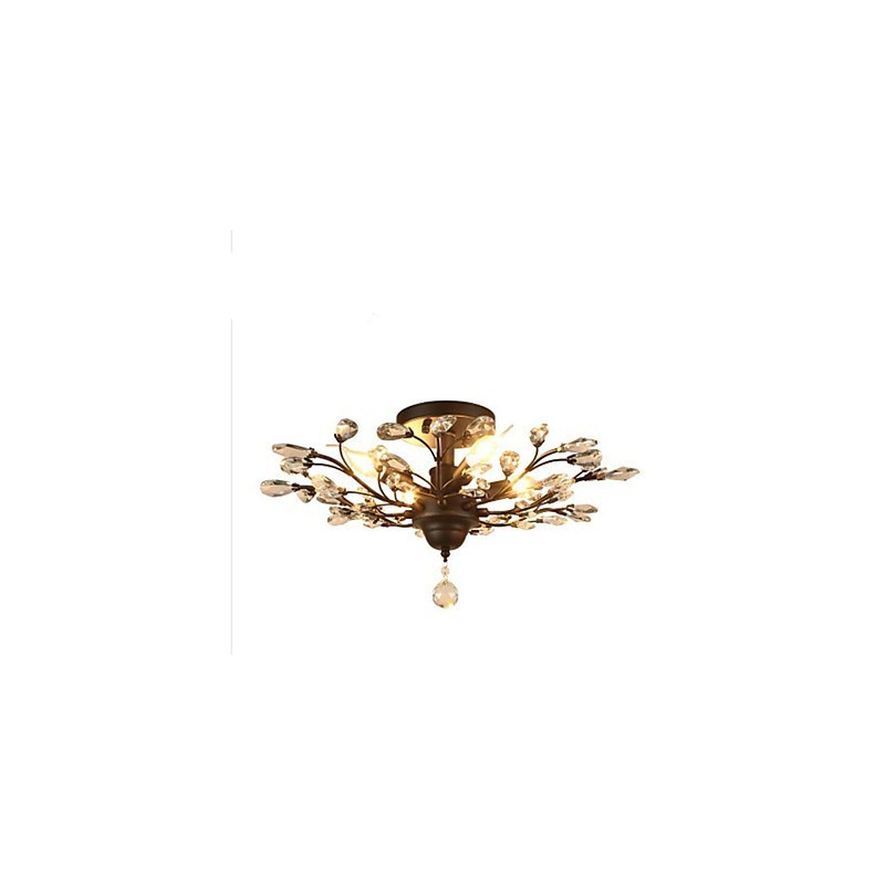 Lampadario mini retrò mediterraneo con ventosa, 3 luci E12/E14, oro e nero