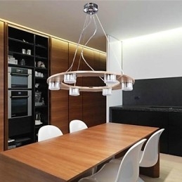 Lampada a sospensione moderna contemporanea in legno e bambù