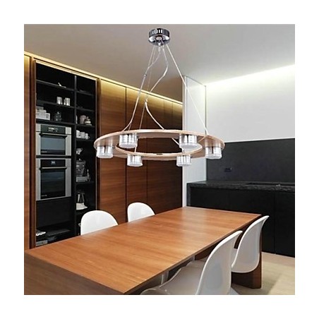 Lampada a sospensione moderna contemporanea in legno e bambù