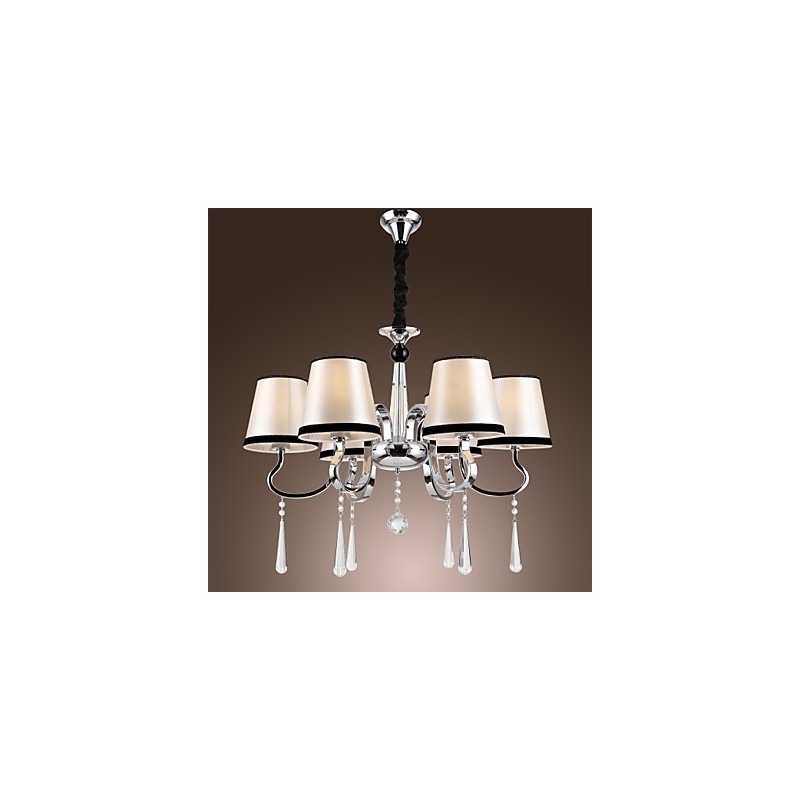 Lampadario a candela 1 livello in metallo cromato argento con cristallo