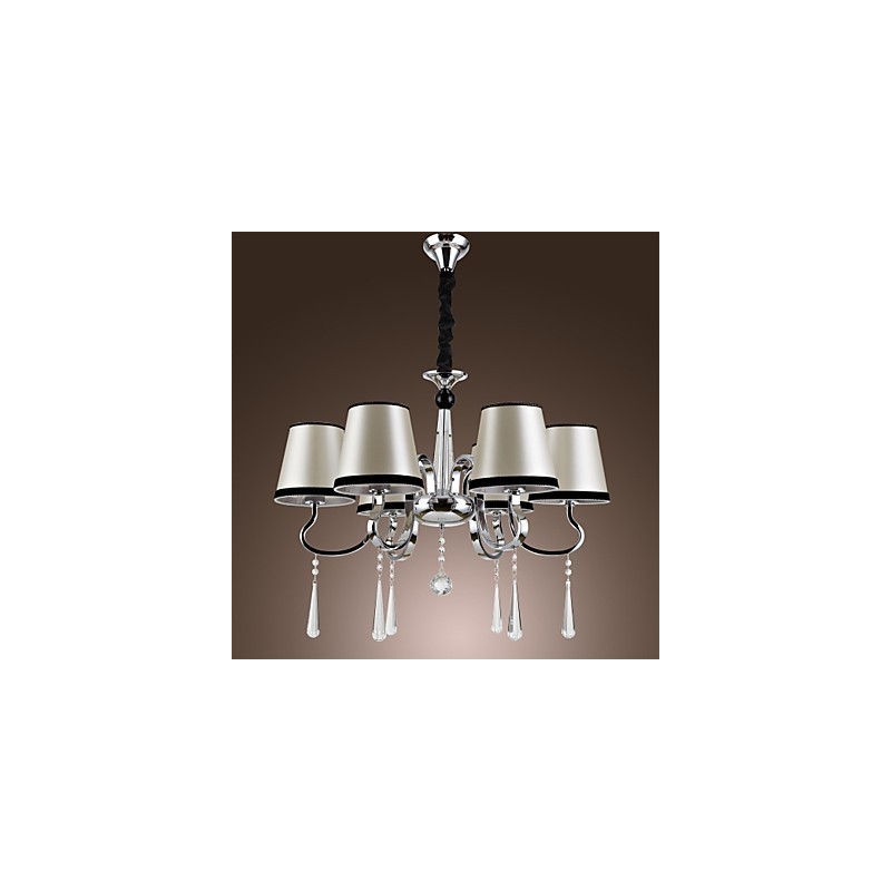 Lampadario a candela 1 livello in metallo cromato argento con cristallo
