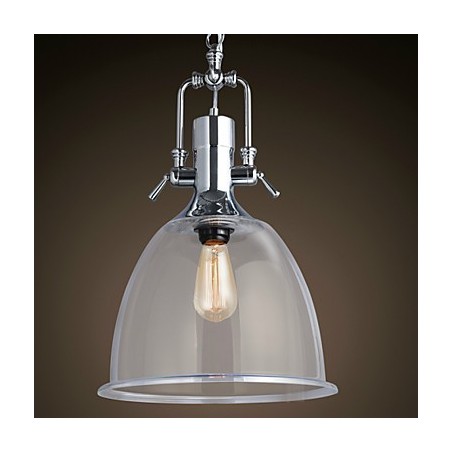 Lampada a sospensione in metallo e vetro stile rustico/lodge, 1 luce E26/E27