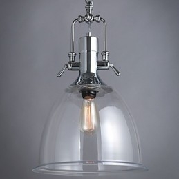 Lampada a sospensione in metallo e vetro stile rustico/lodge, 1 luce E26/E27