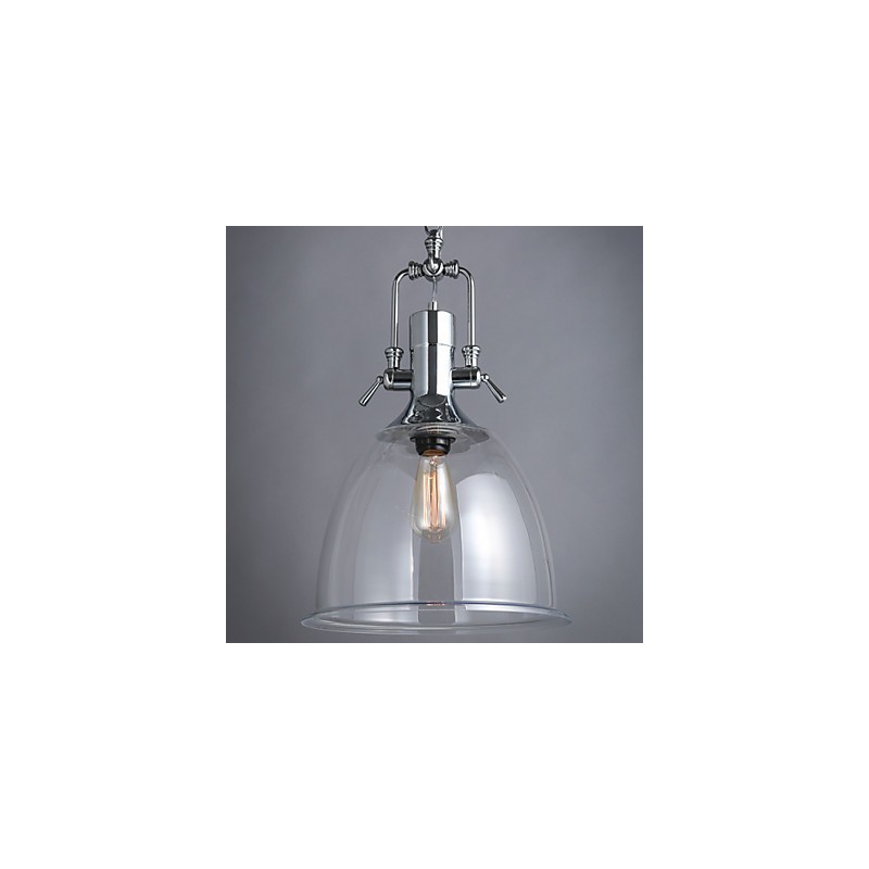 Lampada a sospensione in metallo e vetro stile rustico/lodge, 1 luce E26/E27