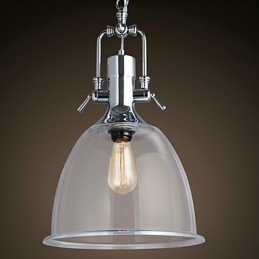 Lampada a sospensione in metallo e vetro stile rustico/lodge, 1 luce E26/E27