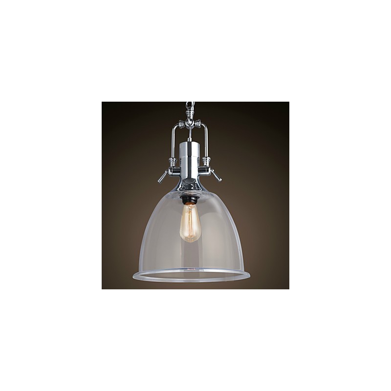 Lampada a sospensione in metallo e vetro stile rustico/lodge, 1 luce E26/E27