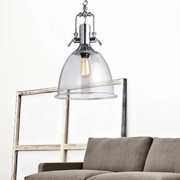 Lampada a sospensione in metallo e vetro stile rustico/lodge, 1 luce E26/E27