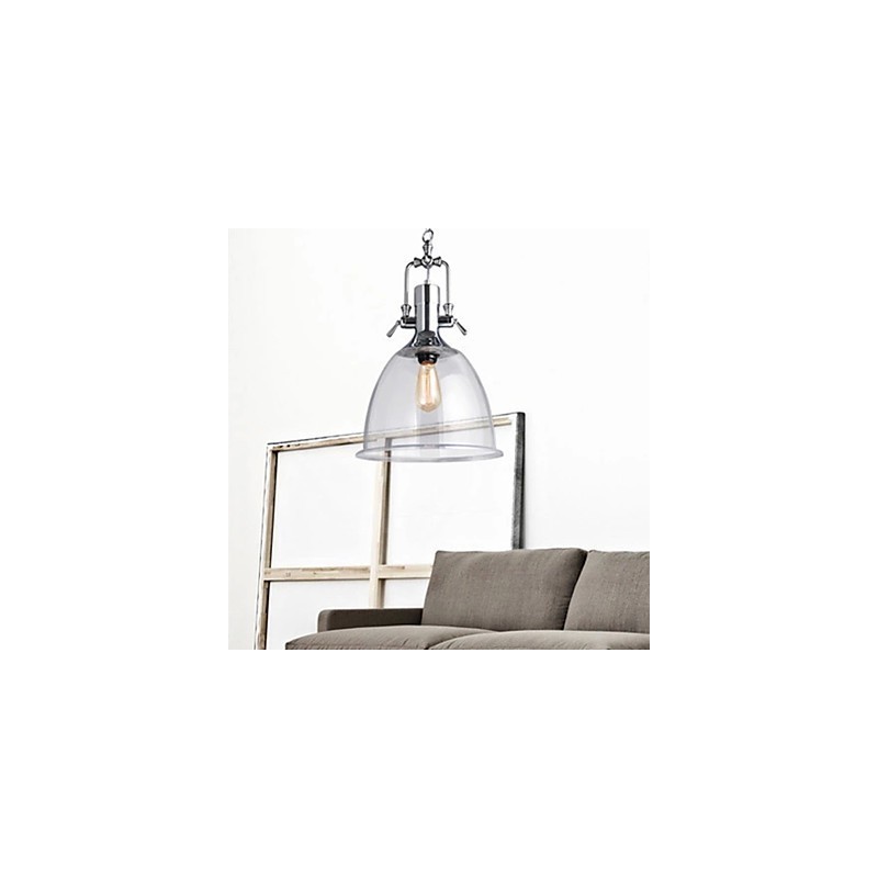 Lampada a sospensione in metallo e vetro stile rustico/lodge, 1 luce E26/E27