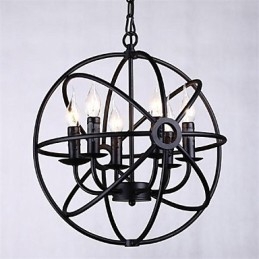 Lampadario a sospensione mini moderno tradizionale classico rustico retrò a globo lanterna nero 8 luci