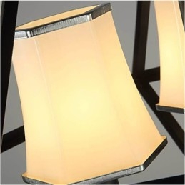 Lampada a sospensione country 3 luci in metallo nero e vetro bianco