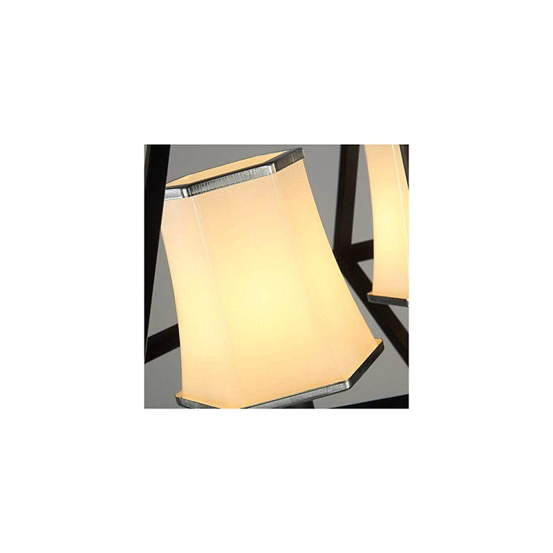 Lampada a sospensione country 3 luci in metallo nero e vetro bianco