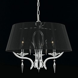 Lampadario a sospensione classico in cristallo nero a 3 luci