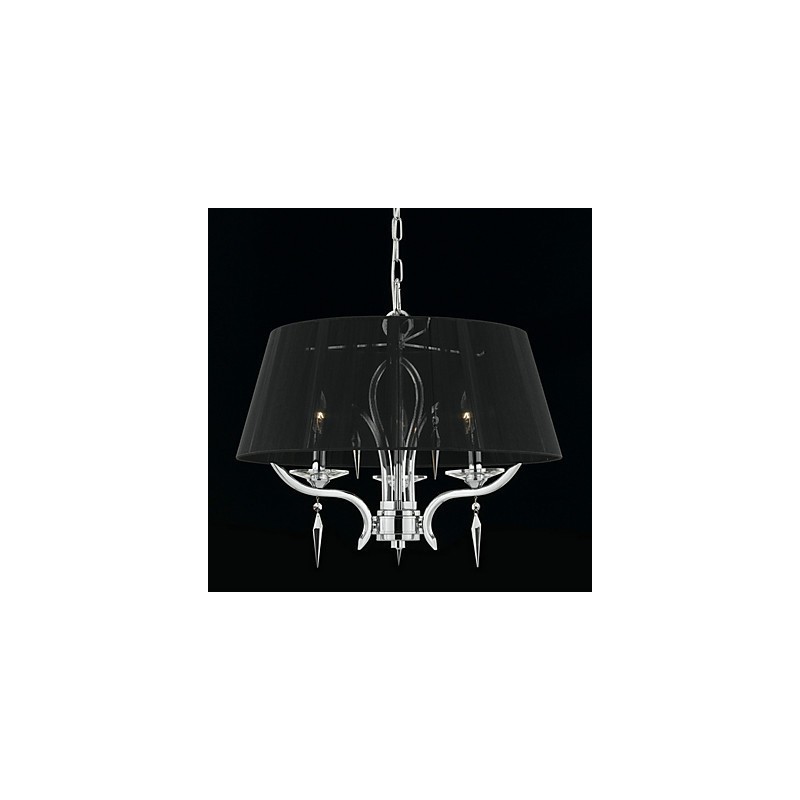 Lampadario a sospensione classico in cristallo nero a 3 luci