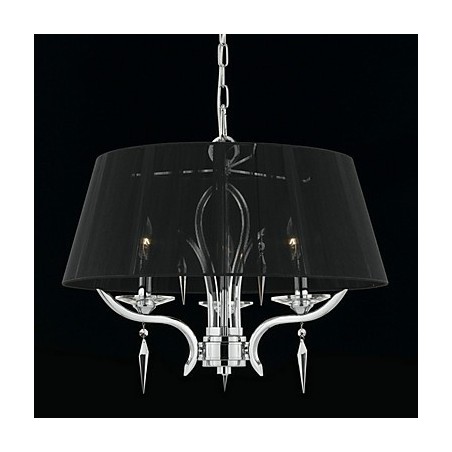Lampadario a sospensione classico in cristallo nero a 3 luci