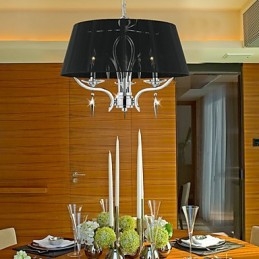 Lampadario a sospensione classico in cristallo nero a 3 luci
