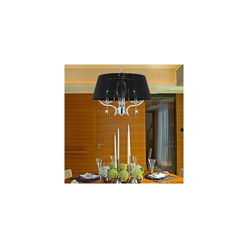 Lampadario a sospensione classico in cristallo nero a 3 luci
