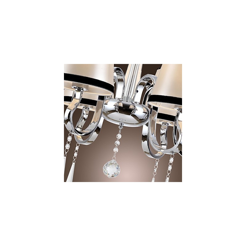 Lampadario a candela 1 livello in metallo cromato argento con cristallo