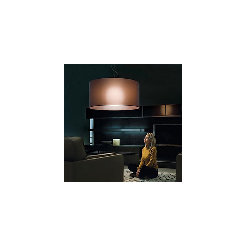 Lampada a sospensione classica in ferro con paralume in vetro beige