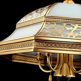 Lampada a sospensione vintage in ottone e vetro Total Copper a 6 luci