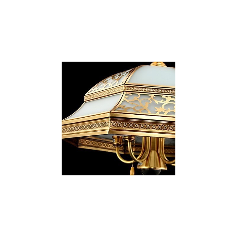 Lampada a sospensione vintage in ottone e vetro Total Copper a 6 luci