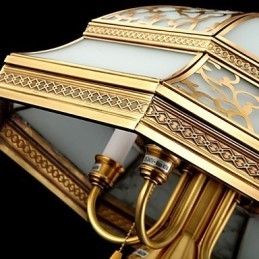 Lampada a sospensione vintage in ottone e vetro Total Copper a 6 luci