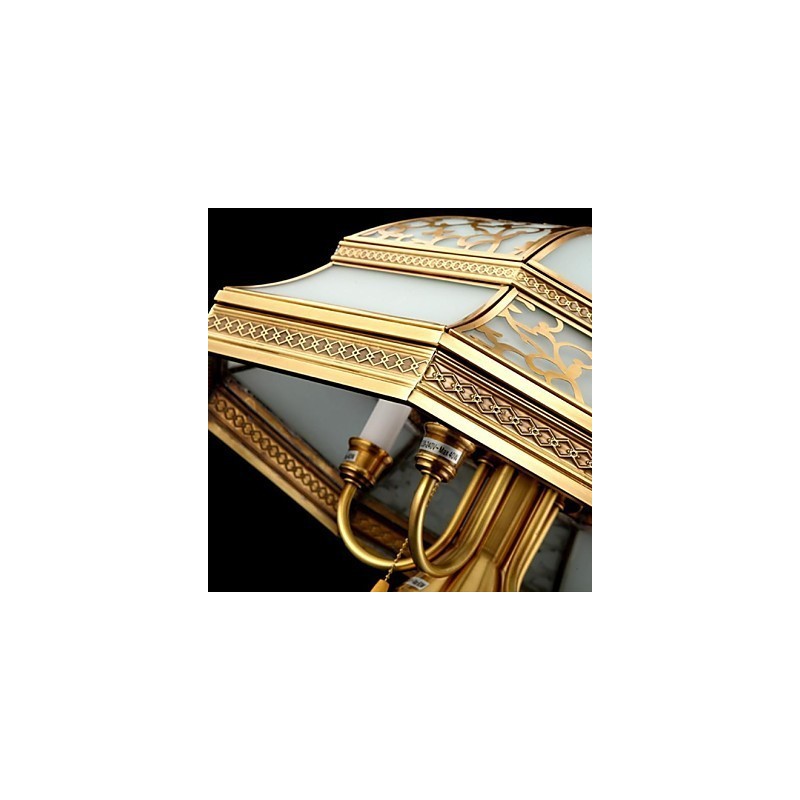 Lampada a sospensione vintage in ottone e vetro Total Copper a 6 luci