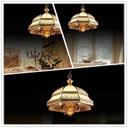 Lampada a sospensione vintage in ottone e vetro Total Copper a 6 luci
