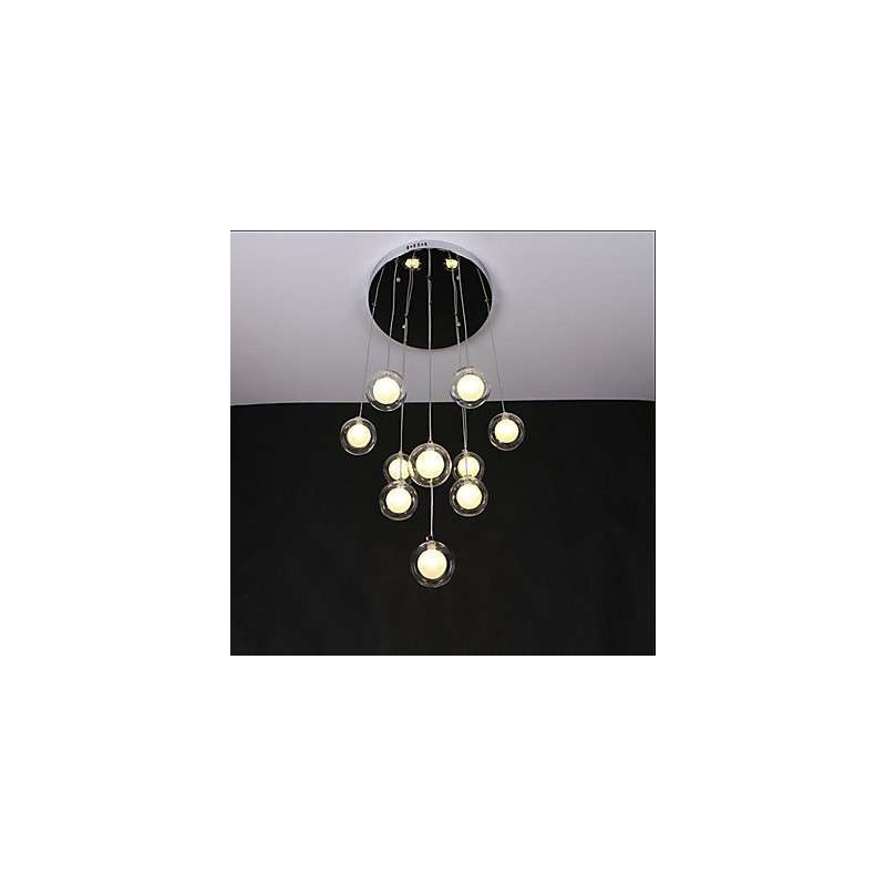Lampada a sospensione moderna trasparente in metallo e vetro, 3 lampadine G4, 35 cm