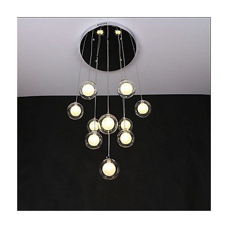 Lampada a sospensione moderna trasparente in metallo e vetro, 3 lampadine G4, 35 cm