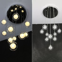 Lampada a sospensione moderna trasparente in metallo e vetro, 3 lampadine G4, 35 cm
