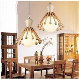 Lampadario a sospensione in legno e bambù nordico semplice 2