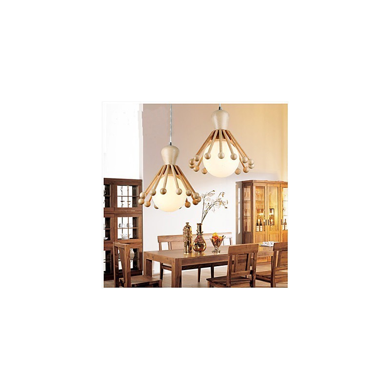 Lampadario a sospensione in legno e bambù nordico semplice 2