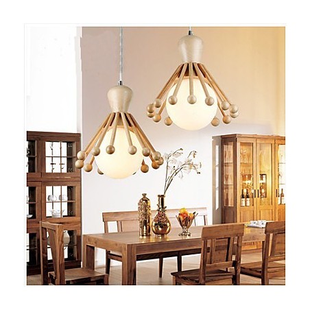 Lampadario a sospensione in legno e bambù nordico semplice 2