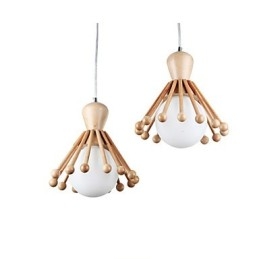 Lampadario a sospensione in legno e bambù nordico semplice 2