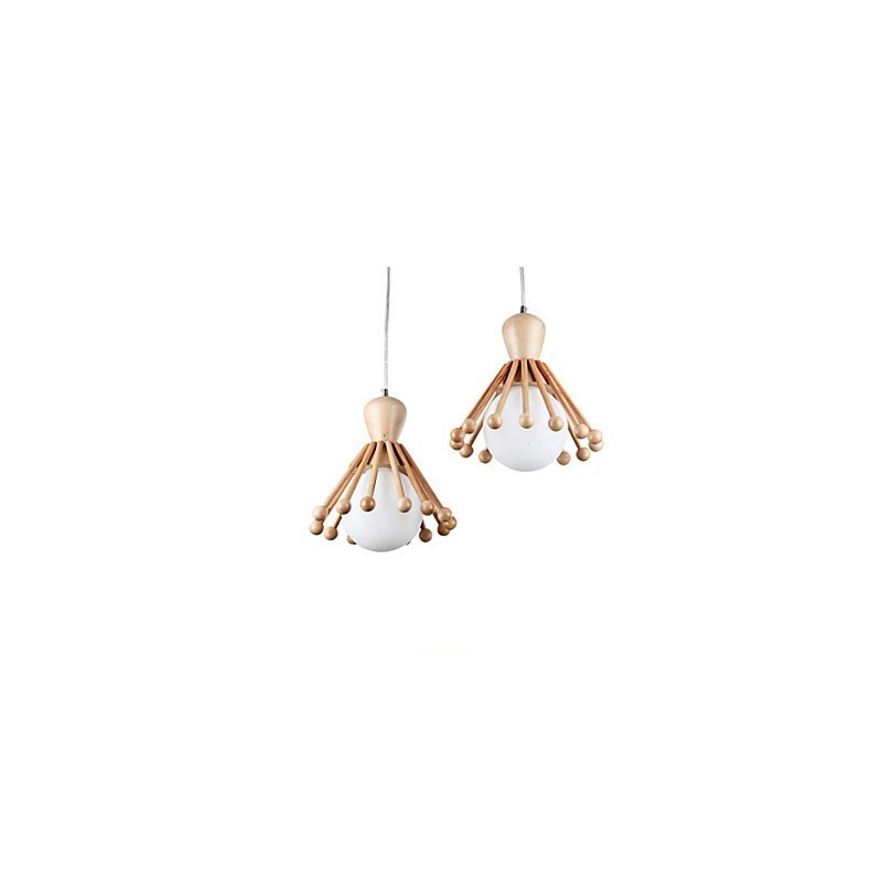 Lampadario a sospensione in legno e bambù nordico semplice 2