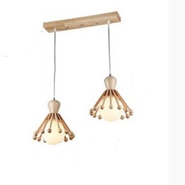 Lampadario a sospensione in legno e bambù nordico semplice 2