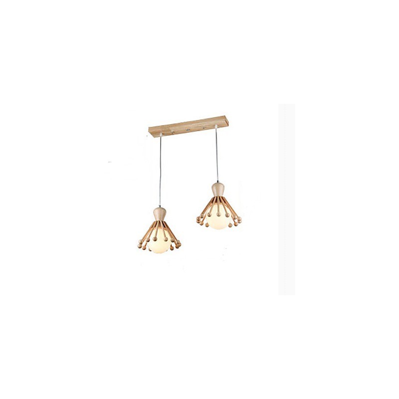Lampadario a sospensione in legno e bambù nordico semplice 2