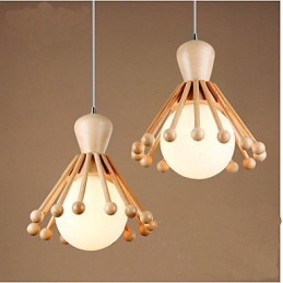 Lampadario a sospensione in legno e bambù nordico semplice 2