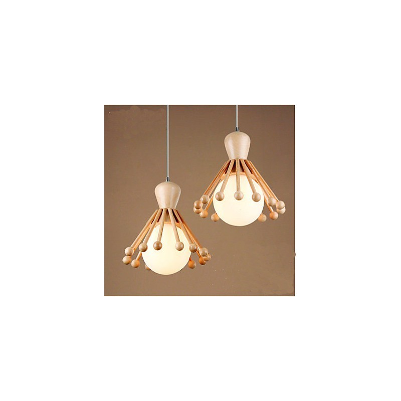 Lampadario a sospensione in legno e bambù nordico semplice 2
